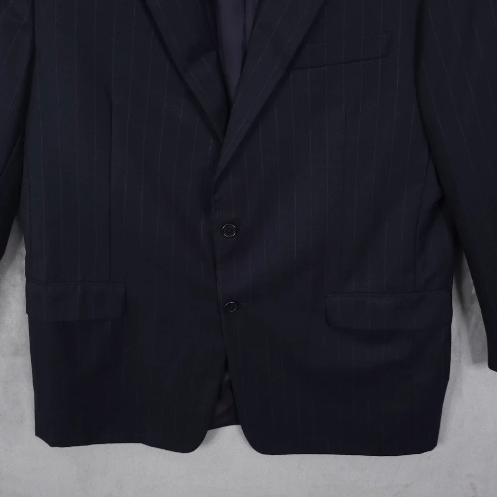 Hickey Freeman Blazer Mens Size 44R Loro Piana Tasmanian 130s Charcoal Pinstripe